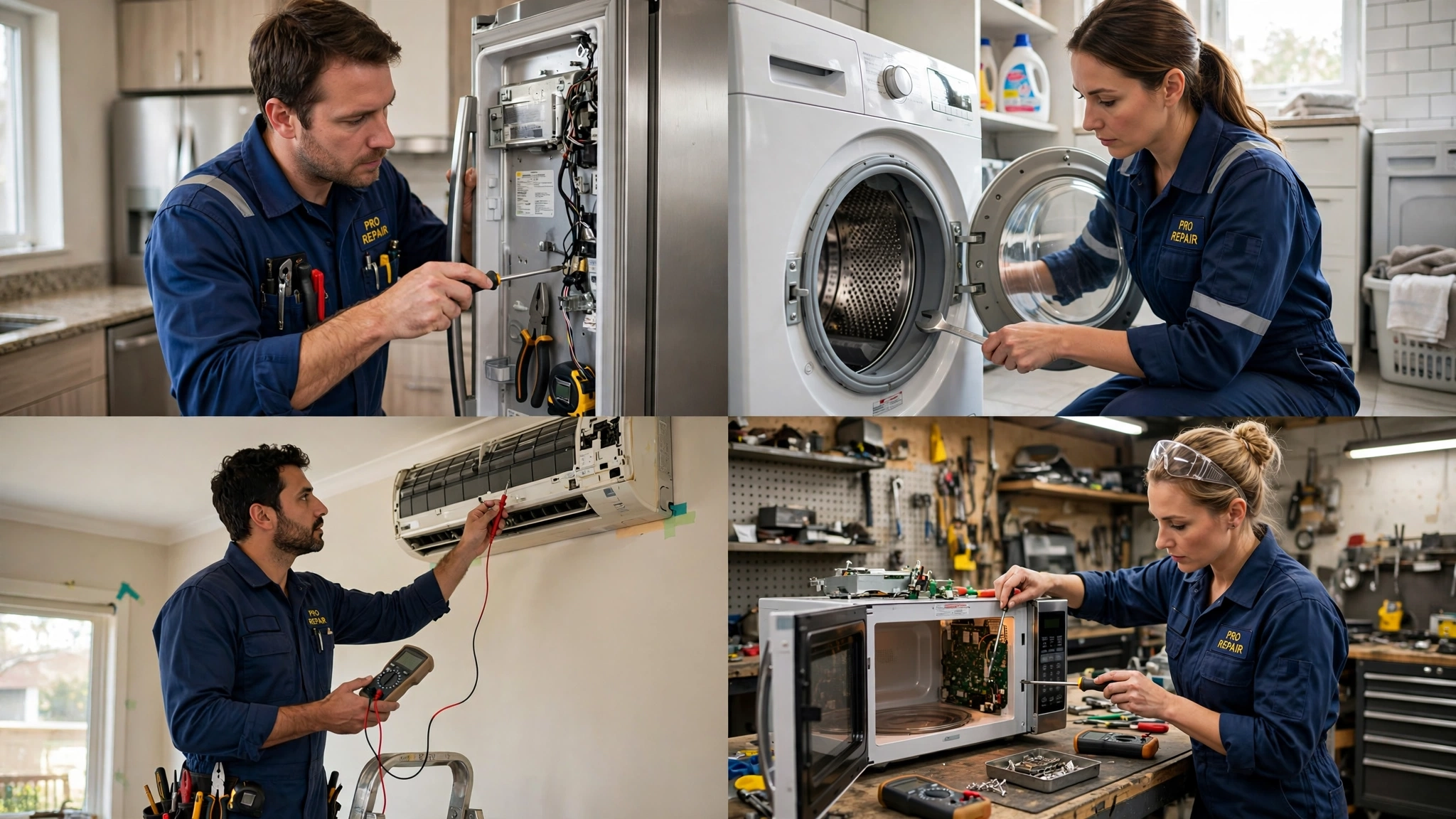 Appliance repair technician servicing a home appliance